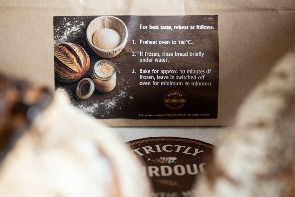 Instructions for reheating sourdough bread